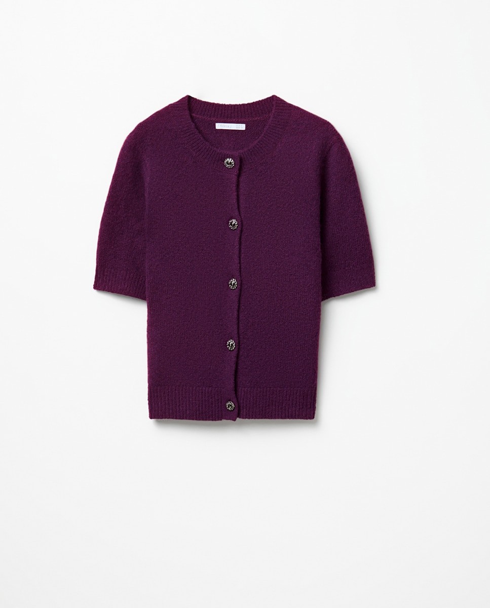 스페라 주얼 버튼 반팔 니트 가디건 58245005689 MORADO