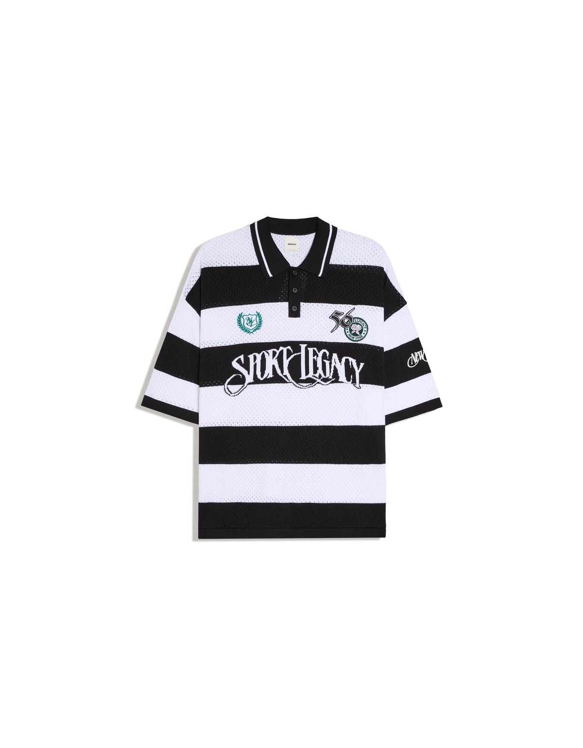 버쉬카 스트라이프 메쉬 반팔 폴로 셔츠 2558/623 WHITE / BLACK