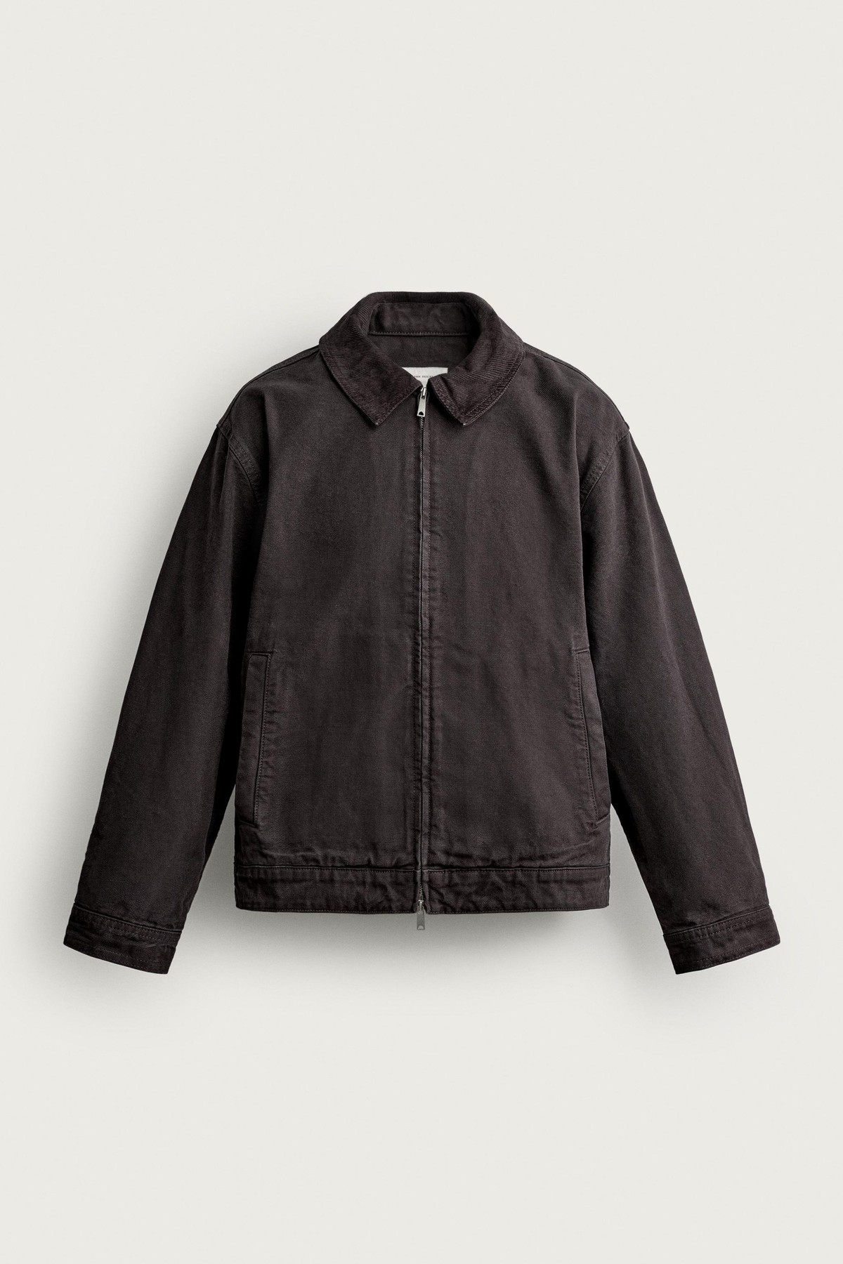 자라 콤비 칼라 집업 코튼 자켓 4470/384/700 BROWN