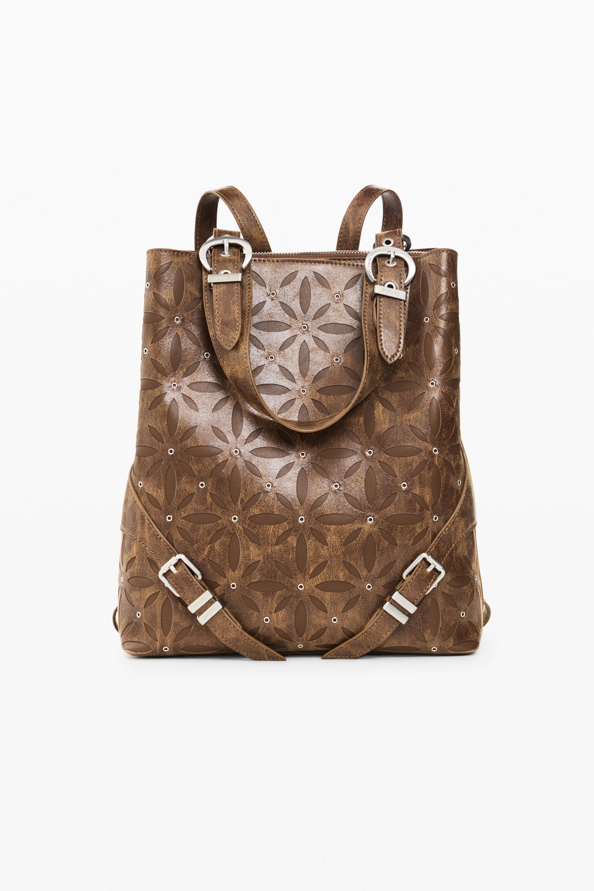 데시구알 플로럴 오픈워크 미니 백팩 26WAKP326064 CAMEL BROWN