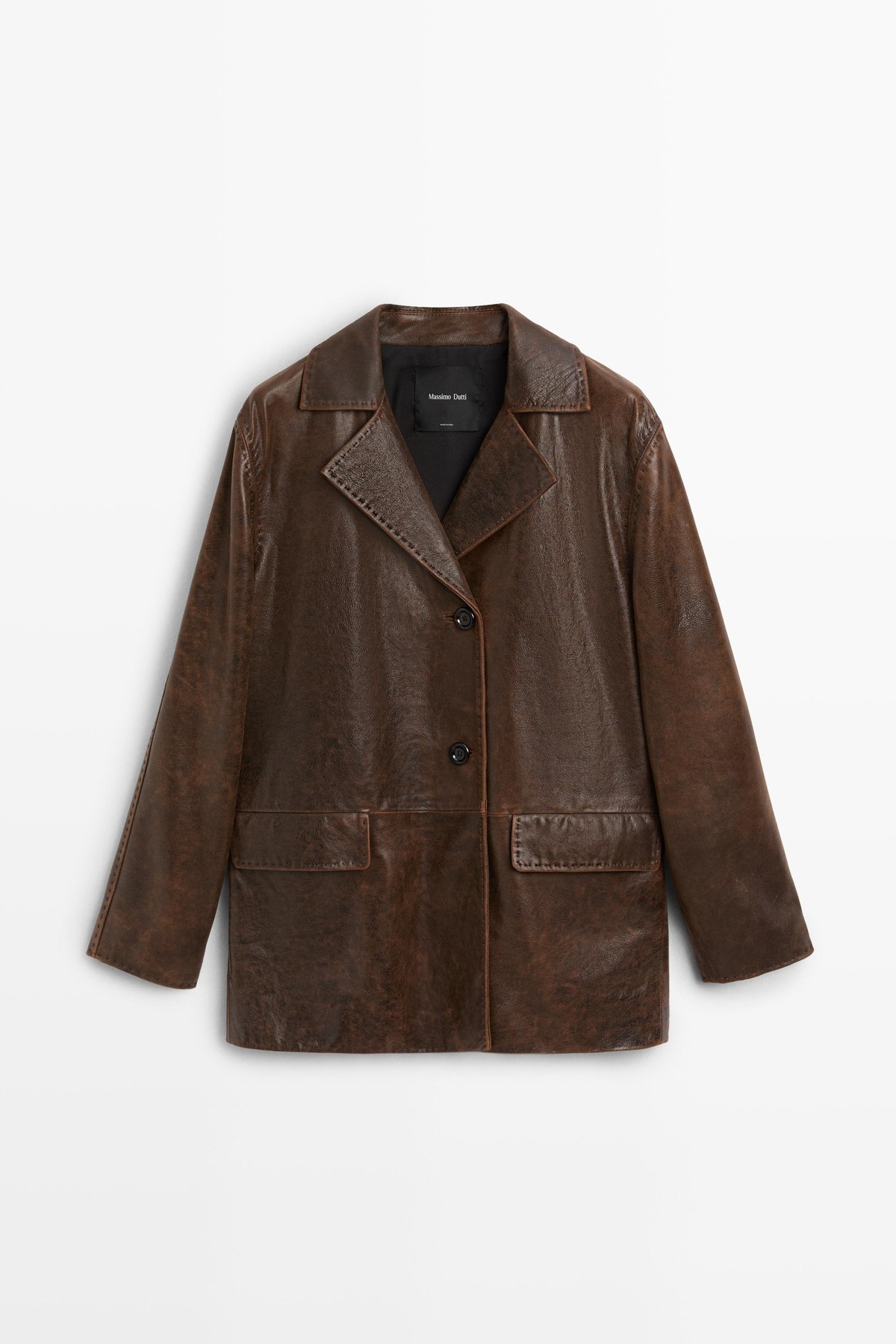 마시모두띠 빈티지 레더 블레이저 자켓 4704/304 BROWN