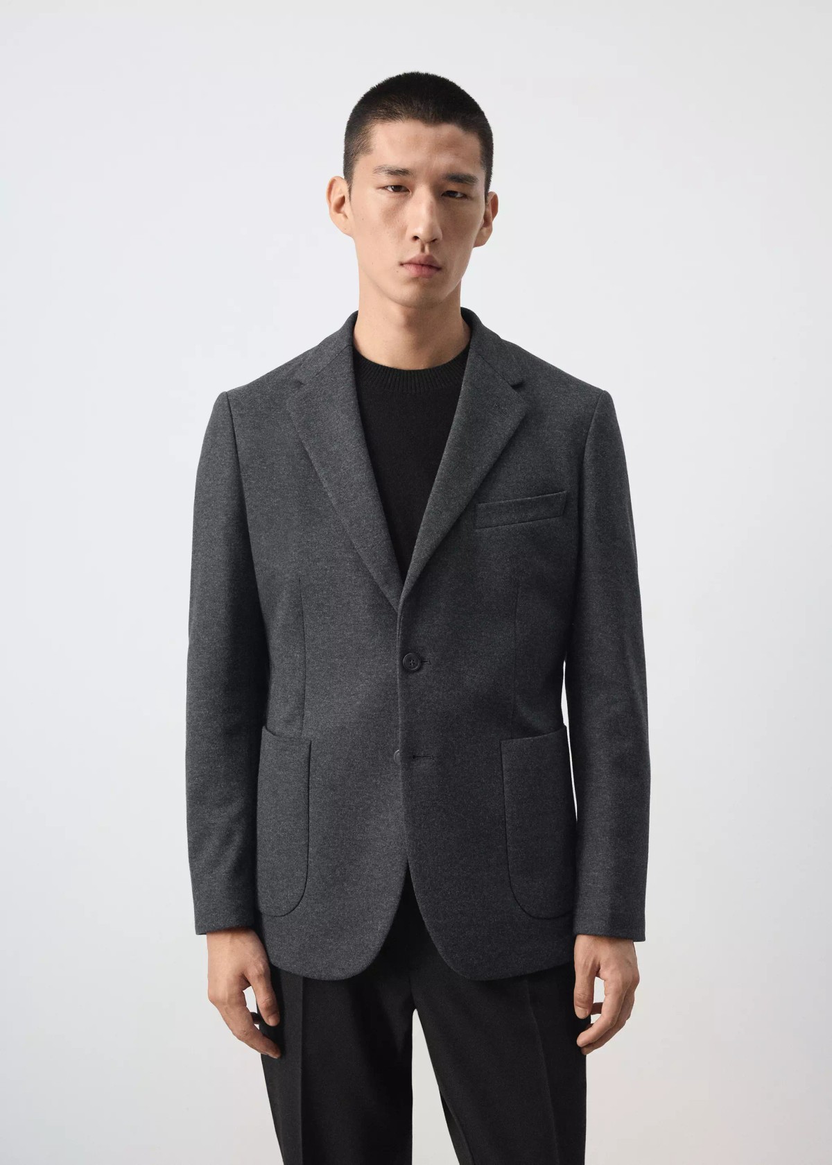 망고 슬림핏 코튼 혼방 테일러드 재킷 37087885_92 GRIS