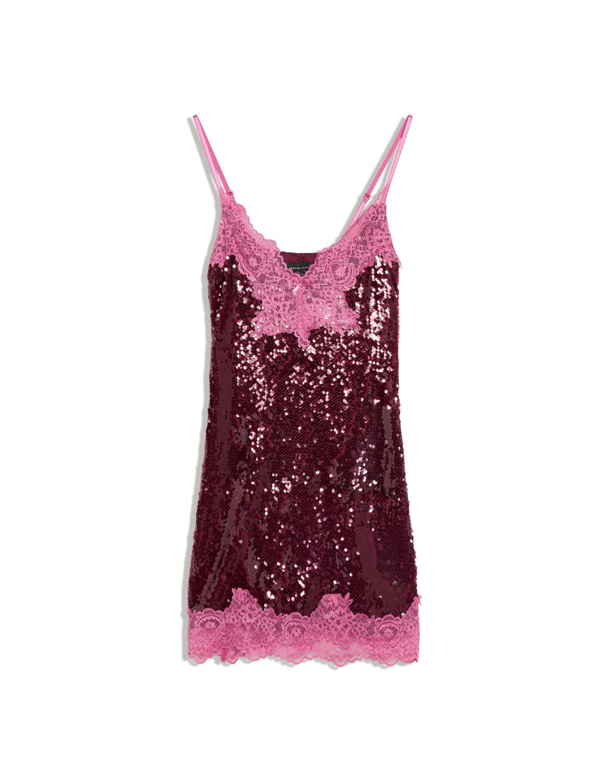 버쉬카 스트랩 레이스 시퀸 미니 원피스 3761/759 BURGUNDY