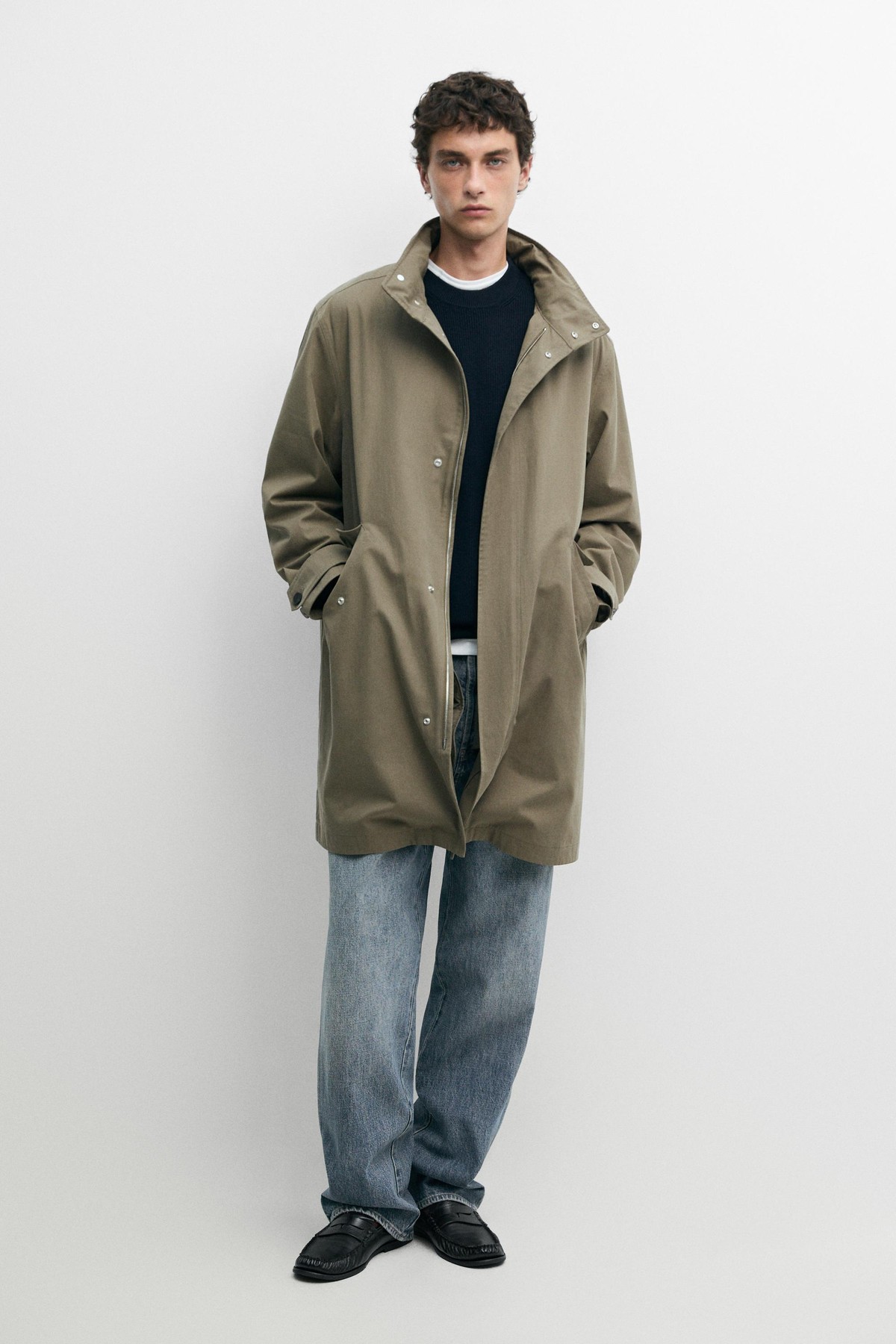 마시모두띠 하이넥 순면 롱 파카 3239/405 PALE KHAKI