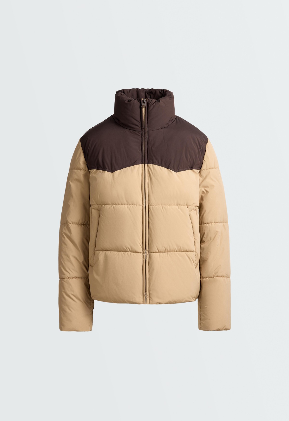 오이쇼 발수 컬러블록 숏 패딩 자켓 6439/749/743 PALE CAMEL