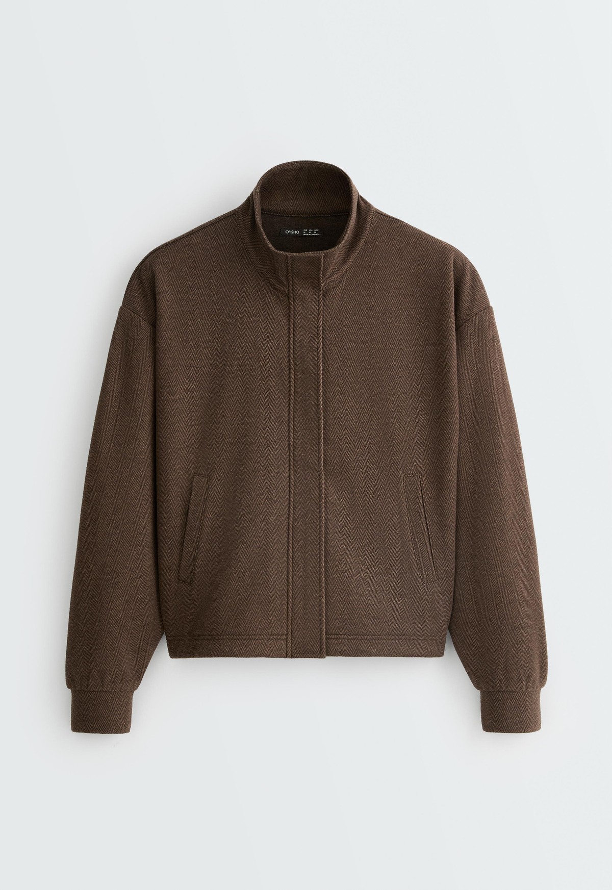 오이쇼 헤링본 하이넥 지퍼 오버핏 자켓 6568/977/719 BROWN
