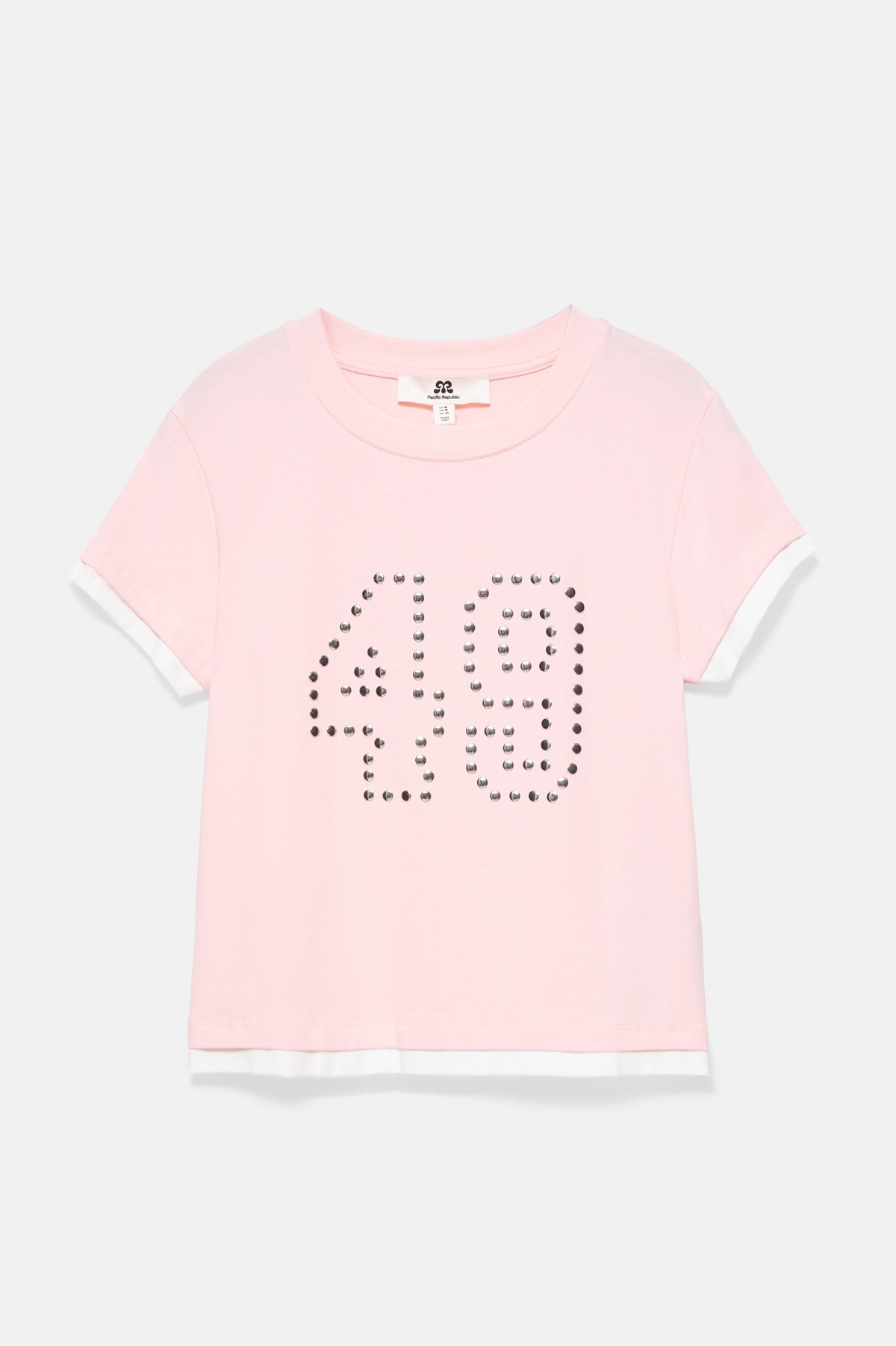 풀앤베어 스터드 크루넥 더블 반팔 티셔츠 7231/220 PASTEL PINK