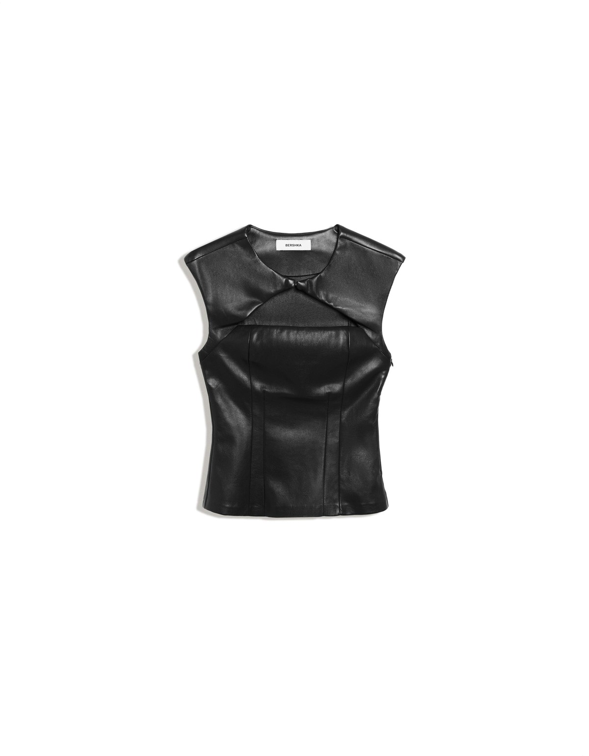 버쉬카 레더 이펙트 컷아웃 민소매 탑 3524/710 BLACK