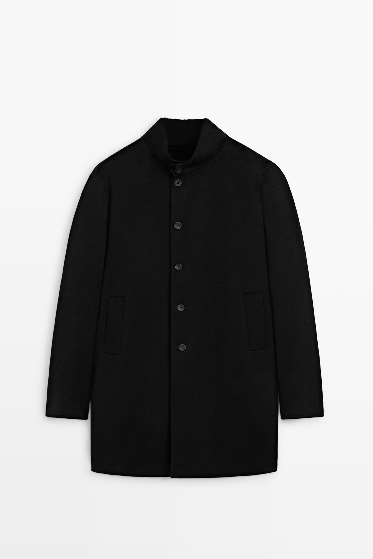 마시모두띠 하이넥 울 블렌드 싱글 코트 2898/750 BLACK