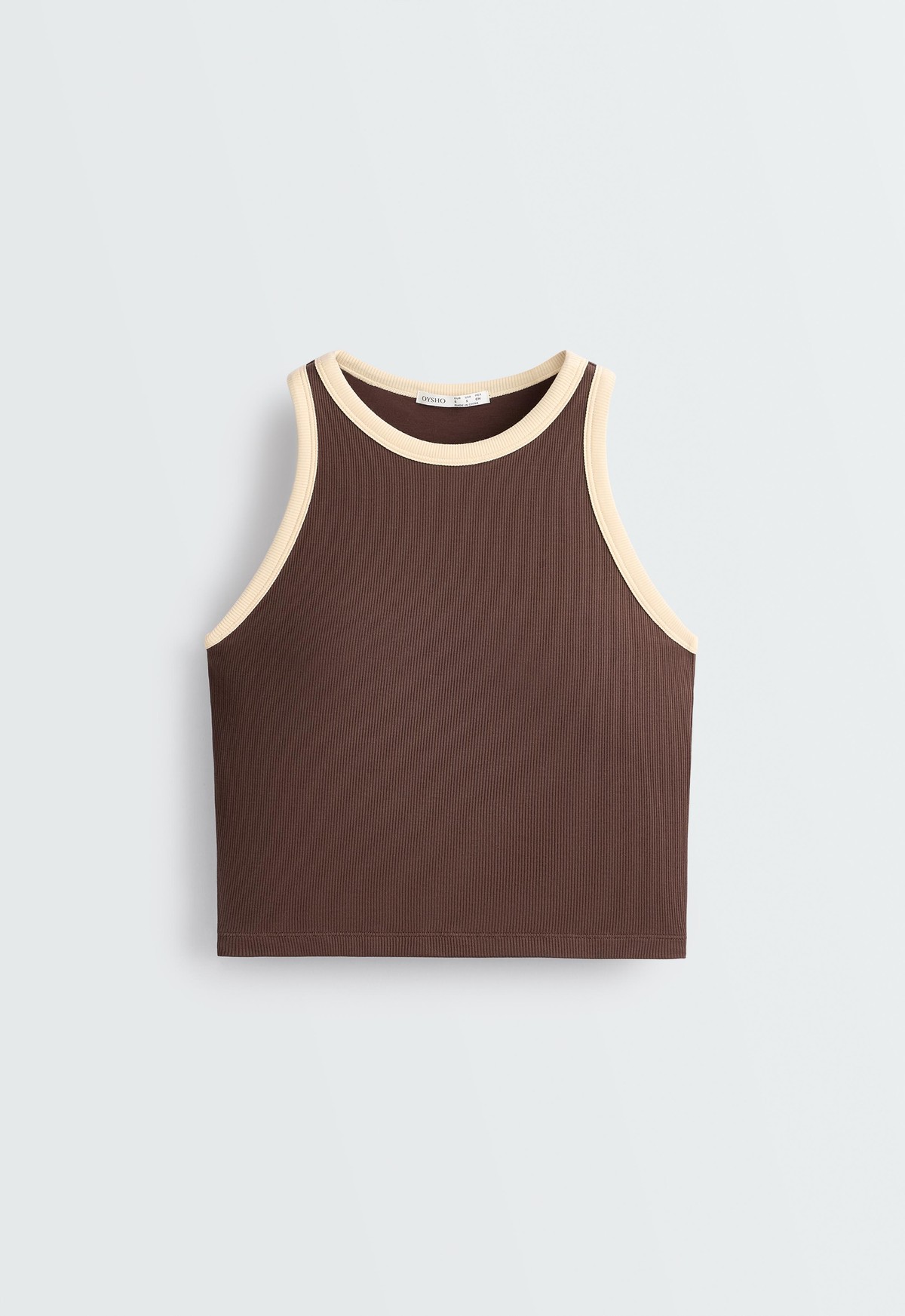 오이쇼 배색 골지 모달 탱크탑 4744/058/722 COCOA