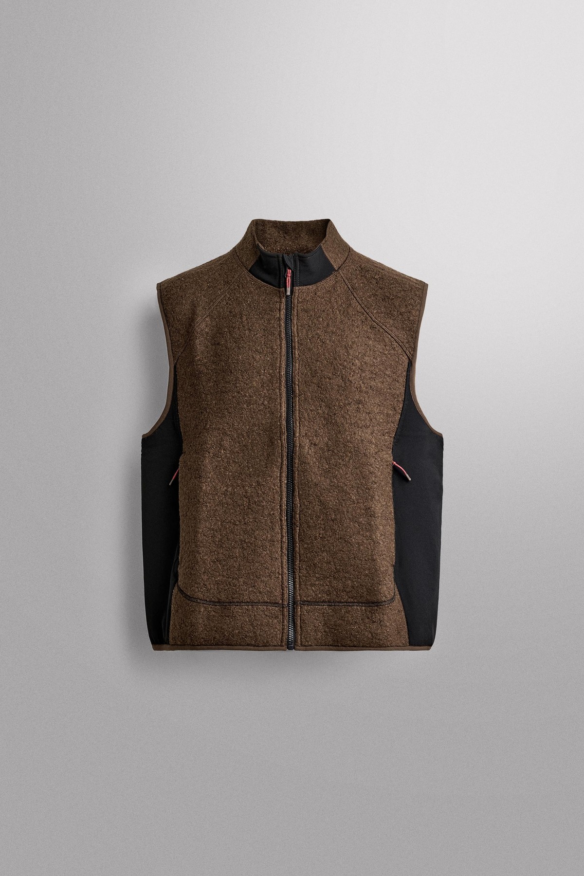 자라 컬러블록 플리스 집업 조끼 6096/306/716 DARK BROWN