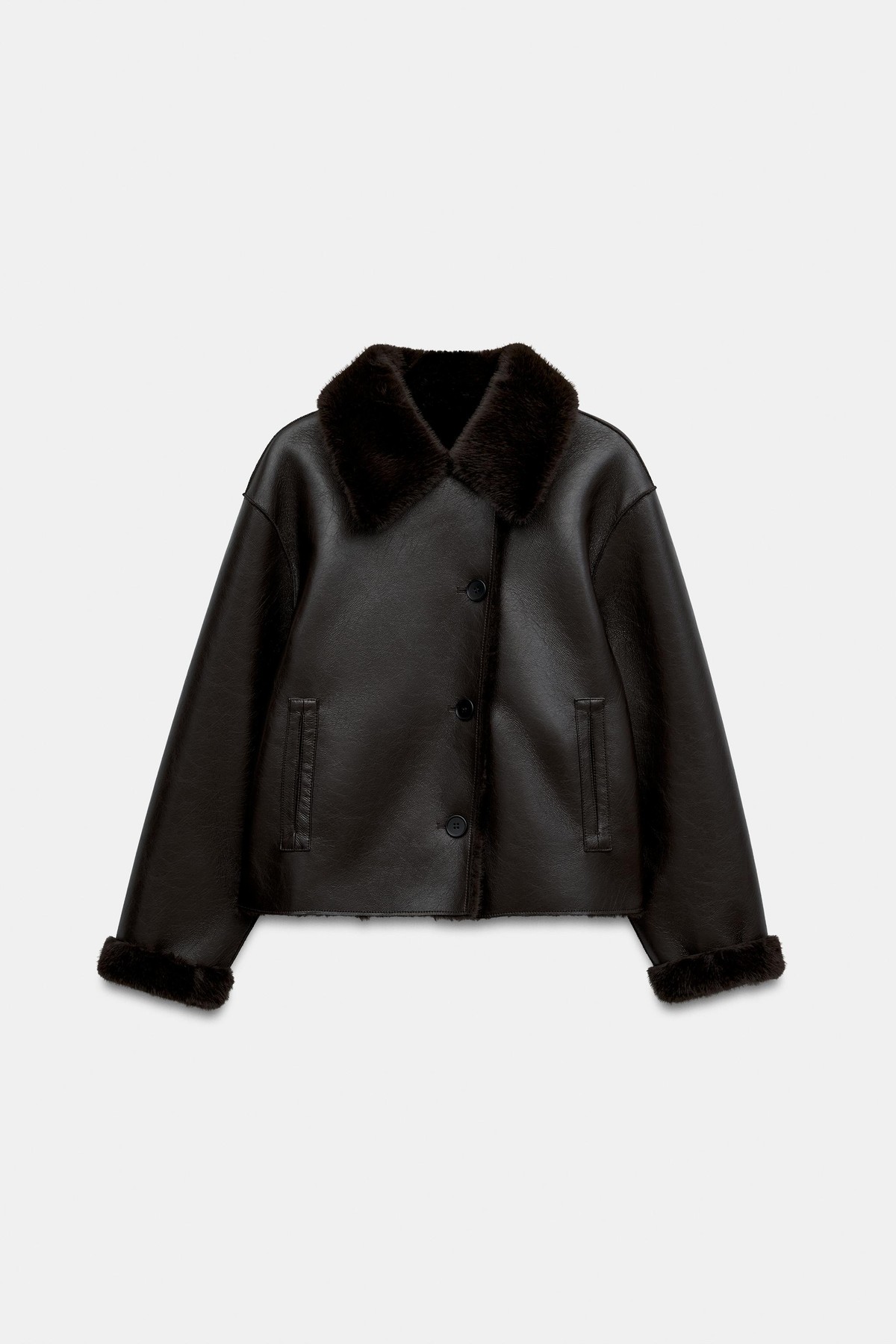 자라 양면 무스탕 스타일 숏 자켓 8073/251/700 BROWN
