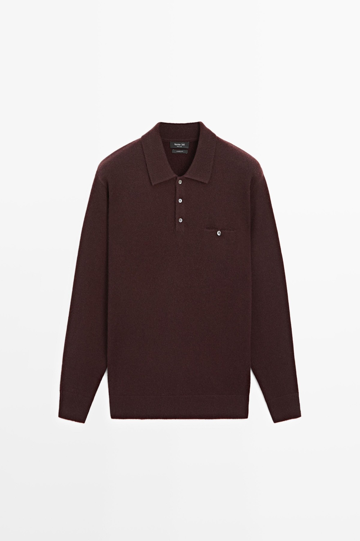 마시모두띠 포켓 디테일 폴로 니트 스웨터 1296/215 BURGUNDY