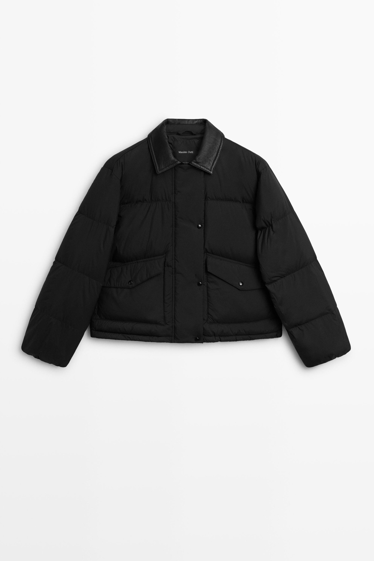 마시모두띠 레더 카라 다운 패딩 봄버 자켓 6798/243 BLACK