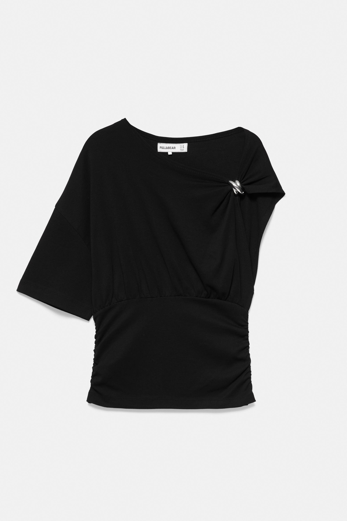 풀앤베어 메탈 장식 셔링 반팔 탑 7233/314 BLACK