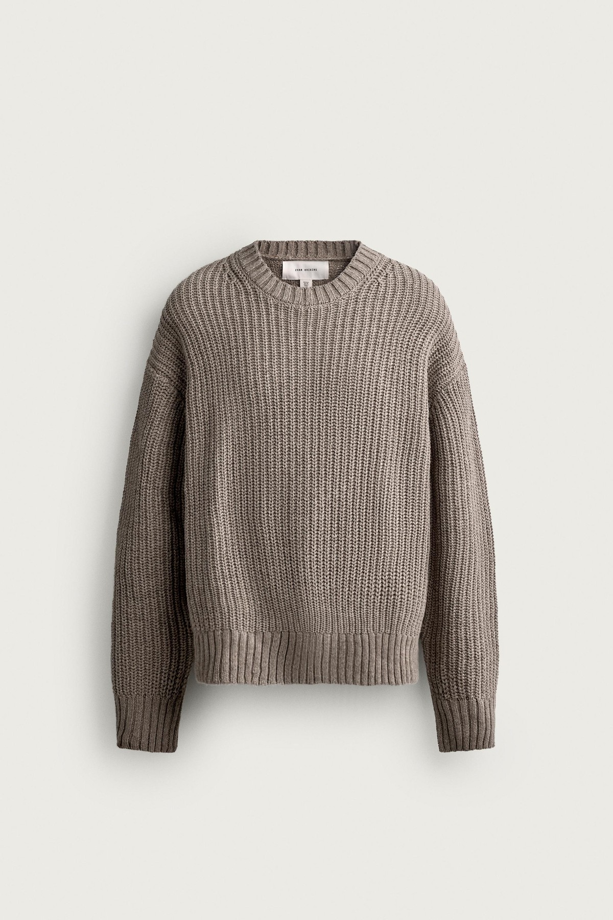 자라 코튼 울 라운드넥 니트 스웨터 9325/301/720 BEIGE MARL