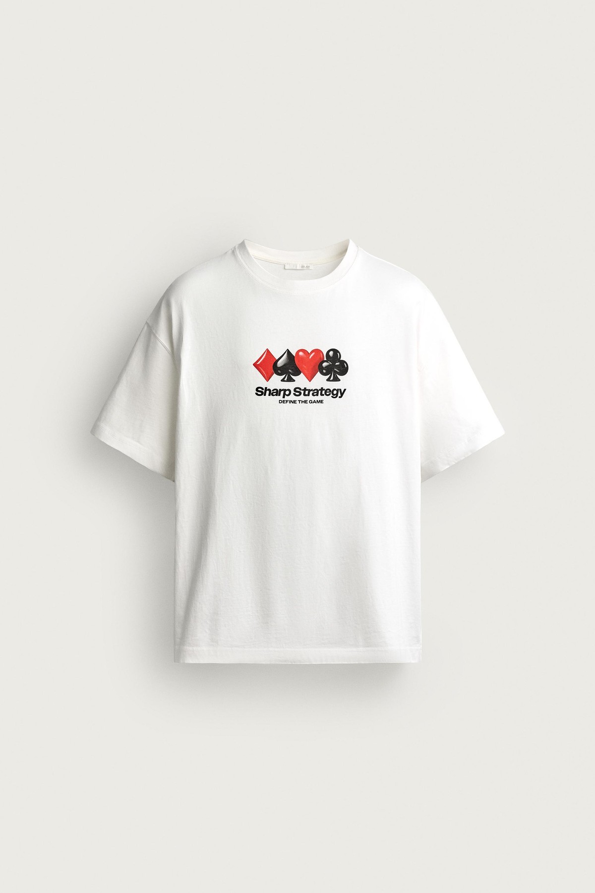 자라 카드 프린트 라운드넥 반팔 티셔츠 6224/367/250 WHITE