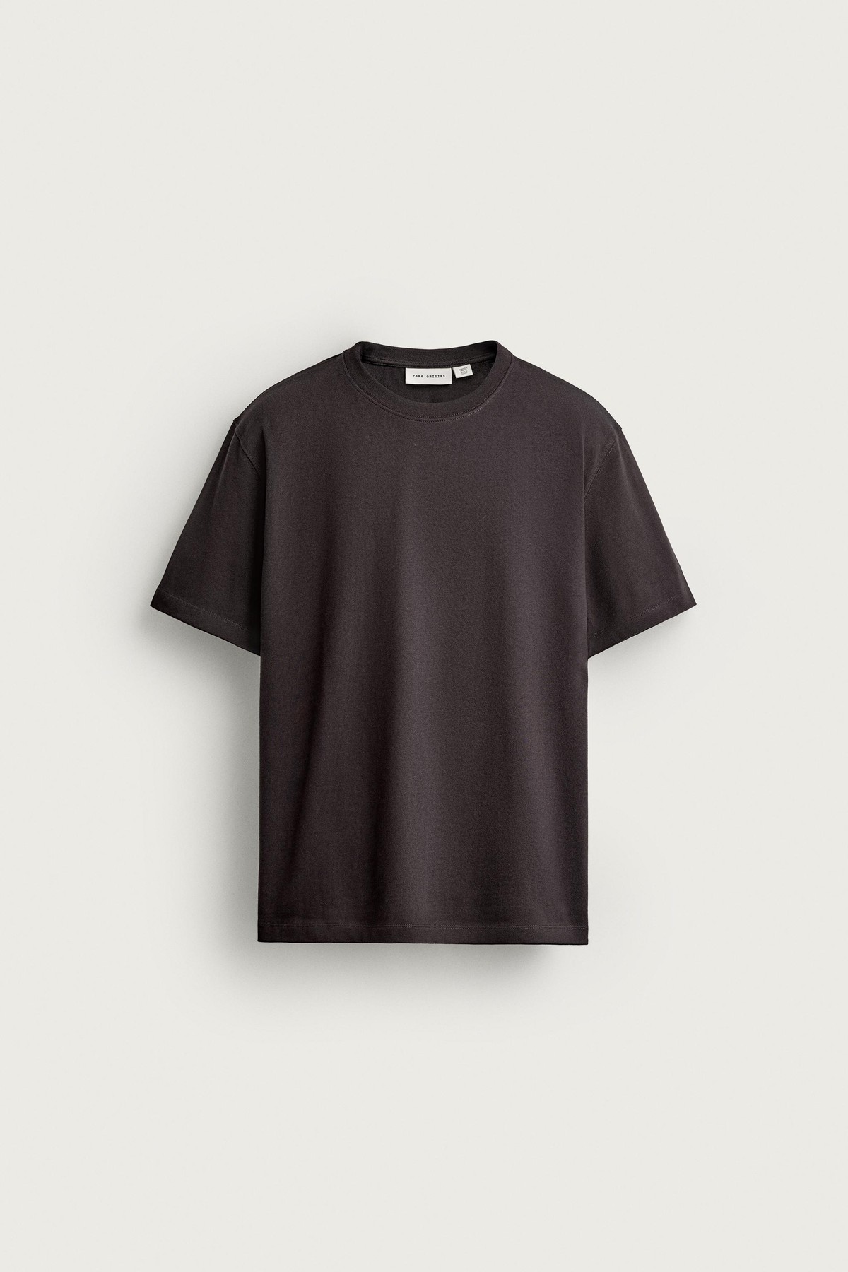 자라 헤비 라운드넥 반팔 티셔츠 0761/323/716 DARK BROWN