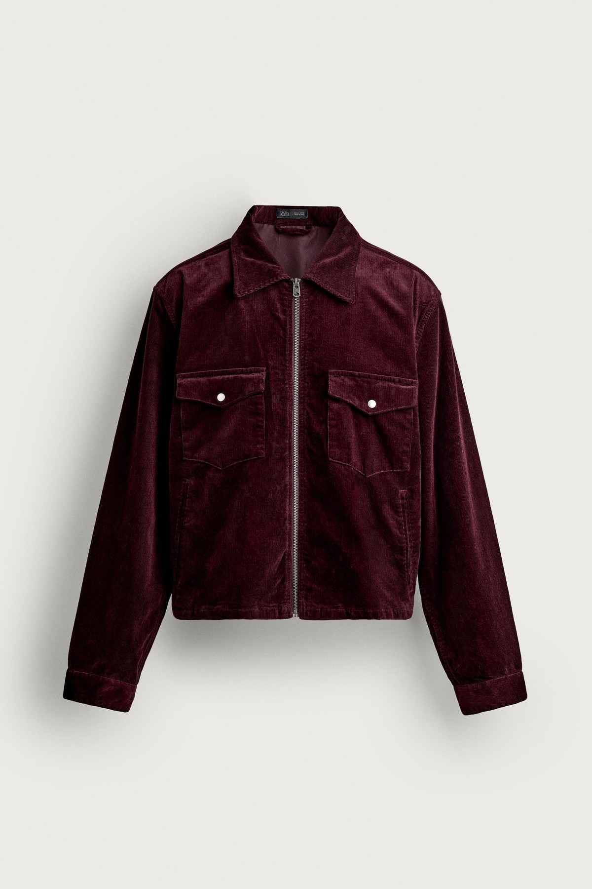 자라 크롭 코듀로이 집업 오버셔츠 5320/808/681 BURGUNDY