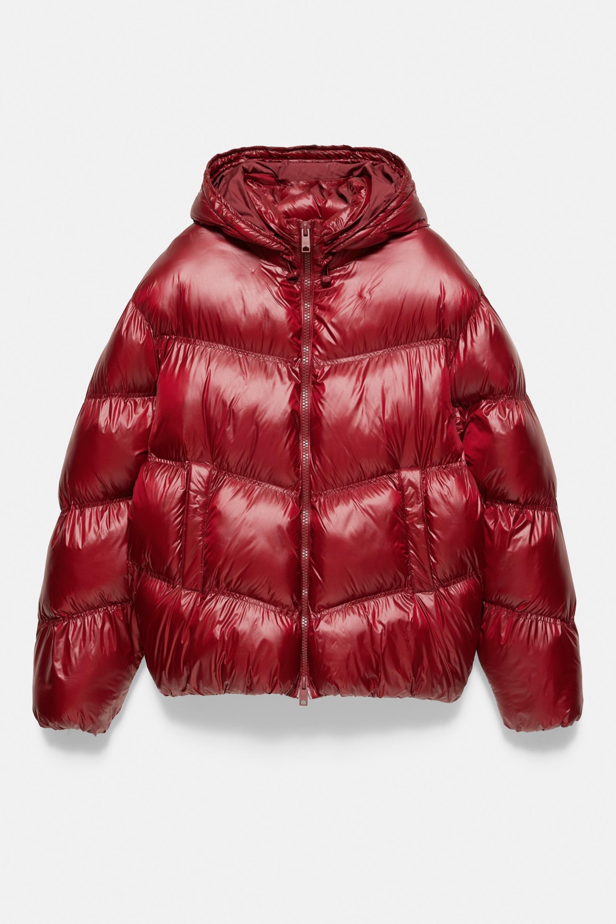 풀앤베어 글로시 후드 패딩 점퍼 7721/517 BURGUNDY