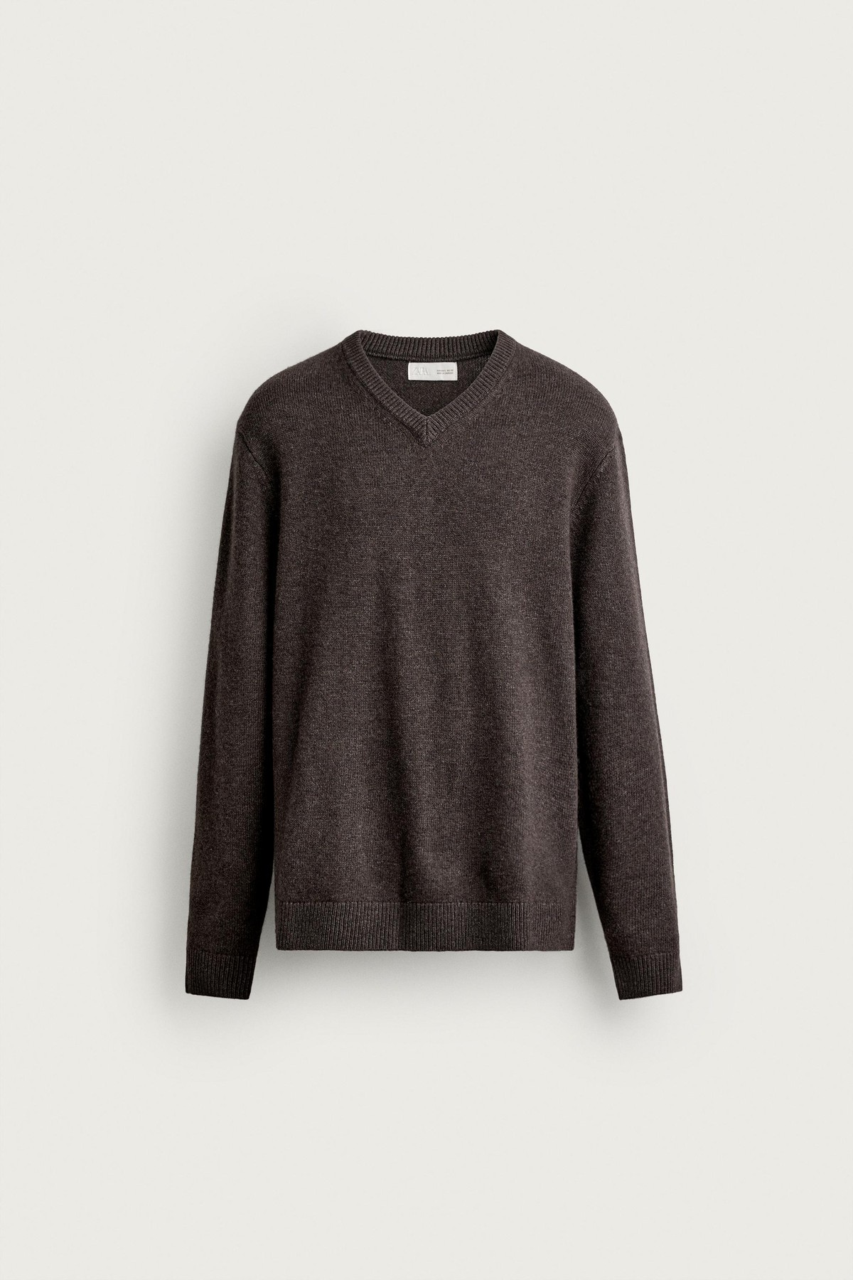 자라 울 블렌드 브이넥 니트 스웨터 2893/355/700 BROWN