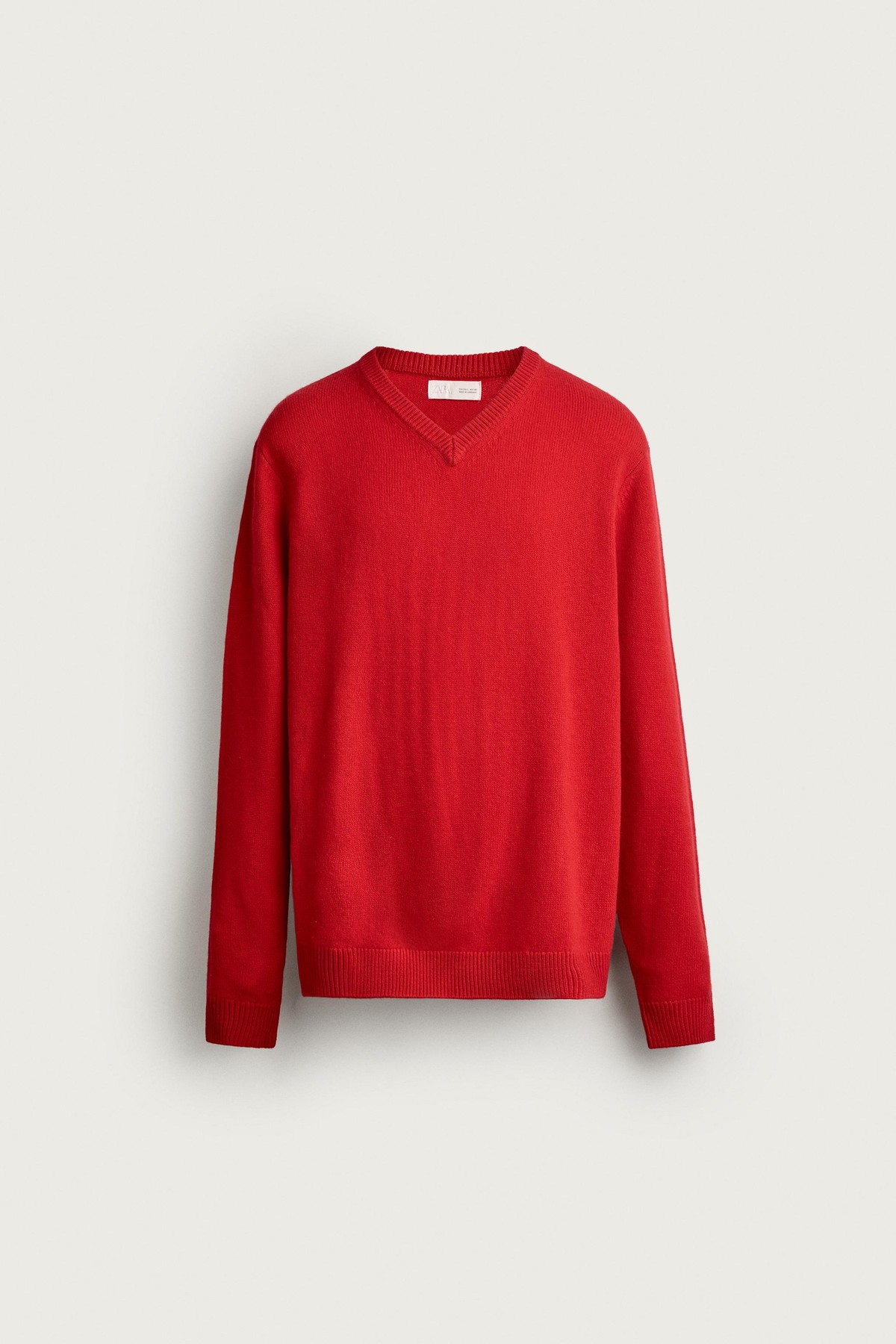 자라 울 블렌드 브이넥 니트 스웨터 2893/355/600 RED
