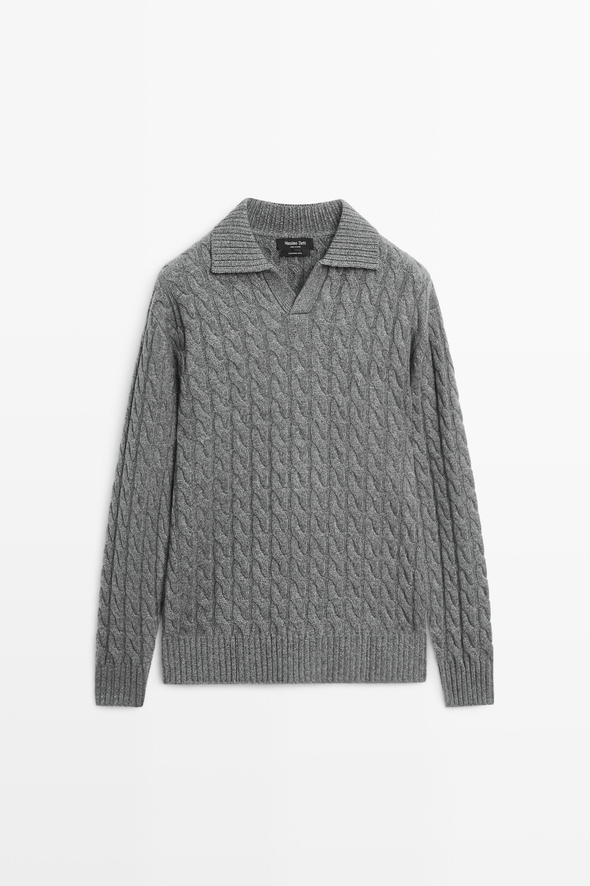 마시모두띠 케이블 캐시미어 폴로 니트 스웨터 1320/215 ANTHRACITE GREY