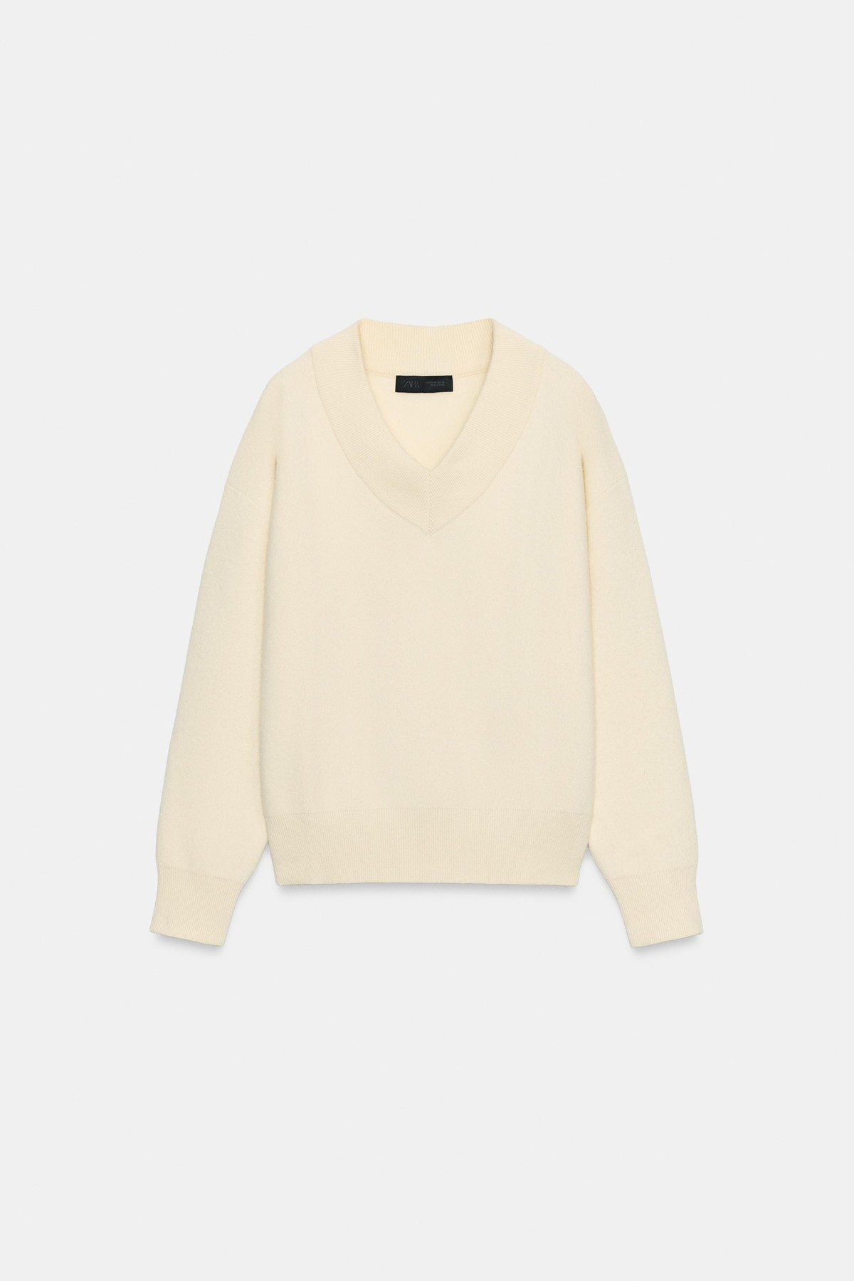 자라 소프트 브이넥 니트 스웨터 9598/202/251 OYSTER-WHITE