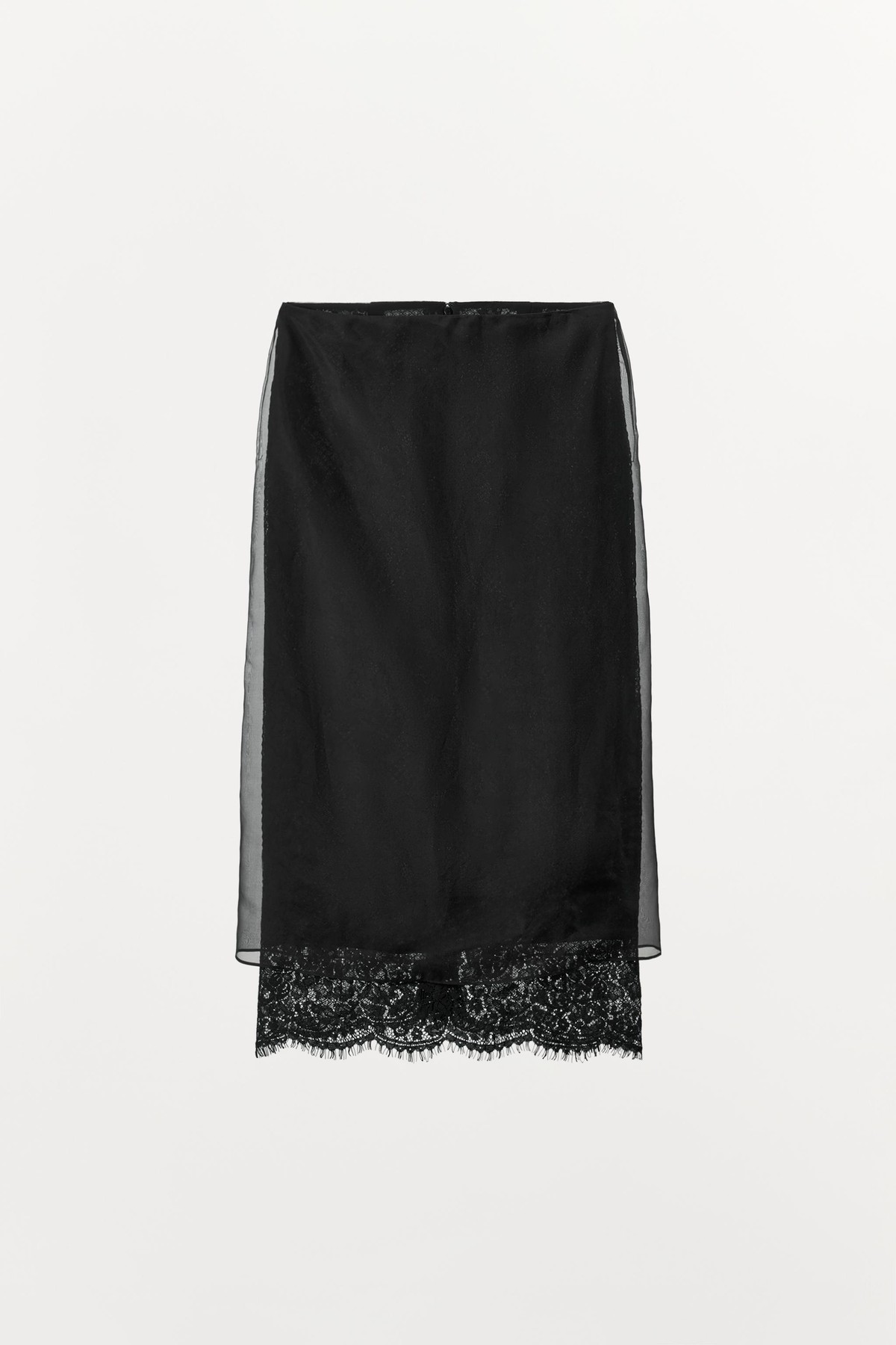 자라 실크 레이스 미디 스커트 2678/245/800 BLACK