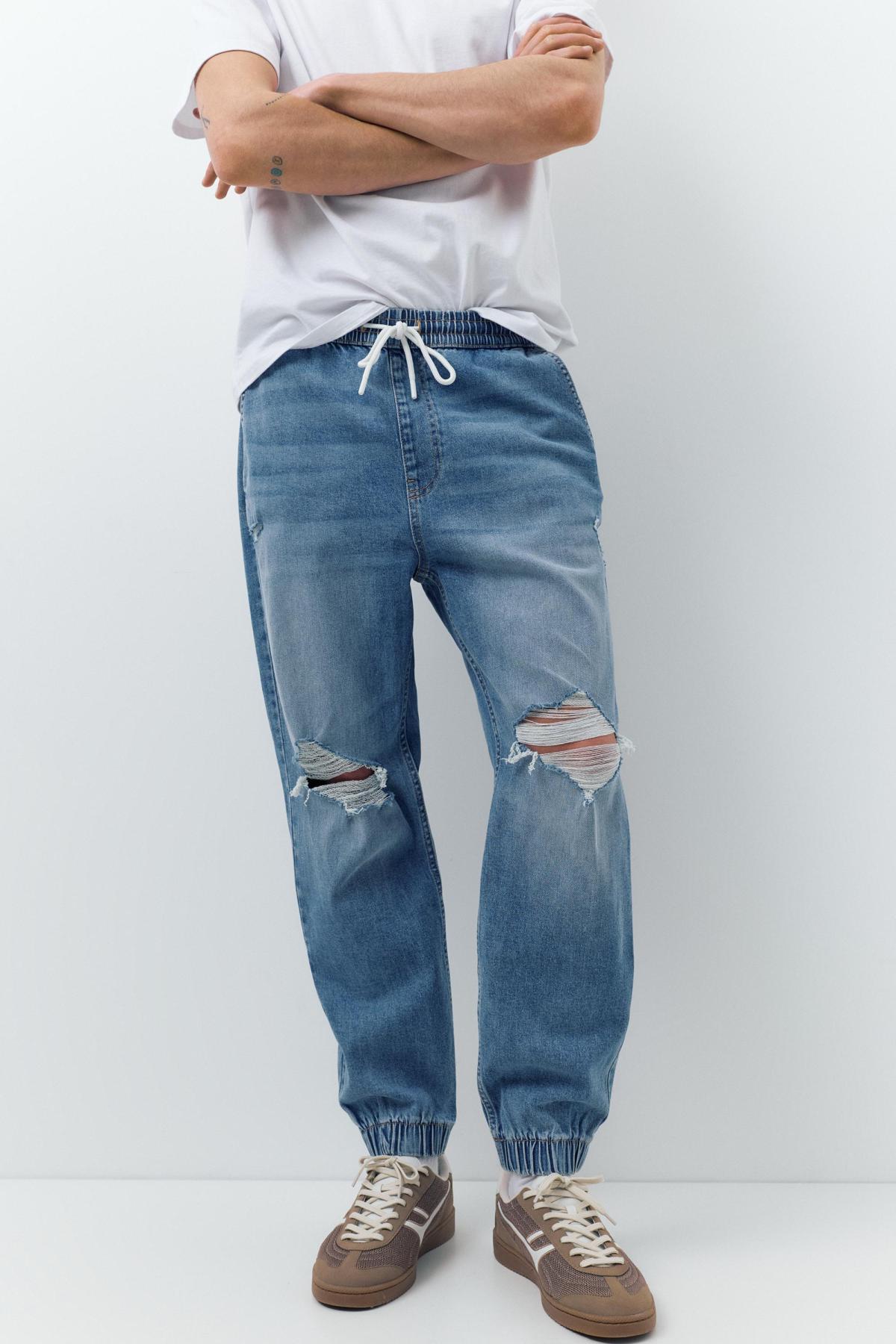 풀앤베어 디스트로이드 데님 조거 팬츠 3661/700 PALE INDIGO