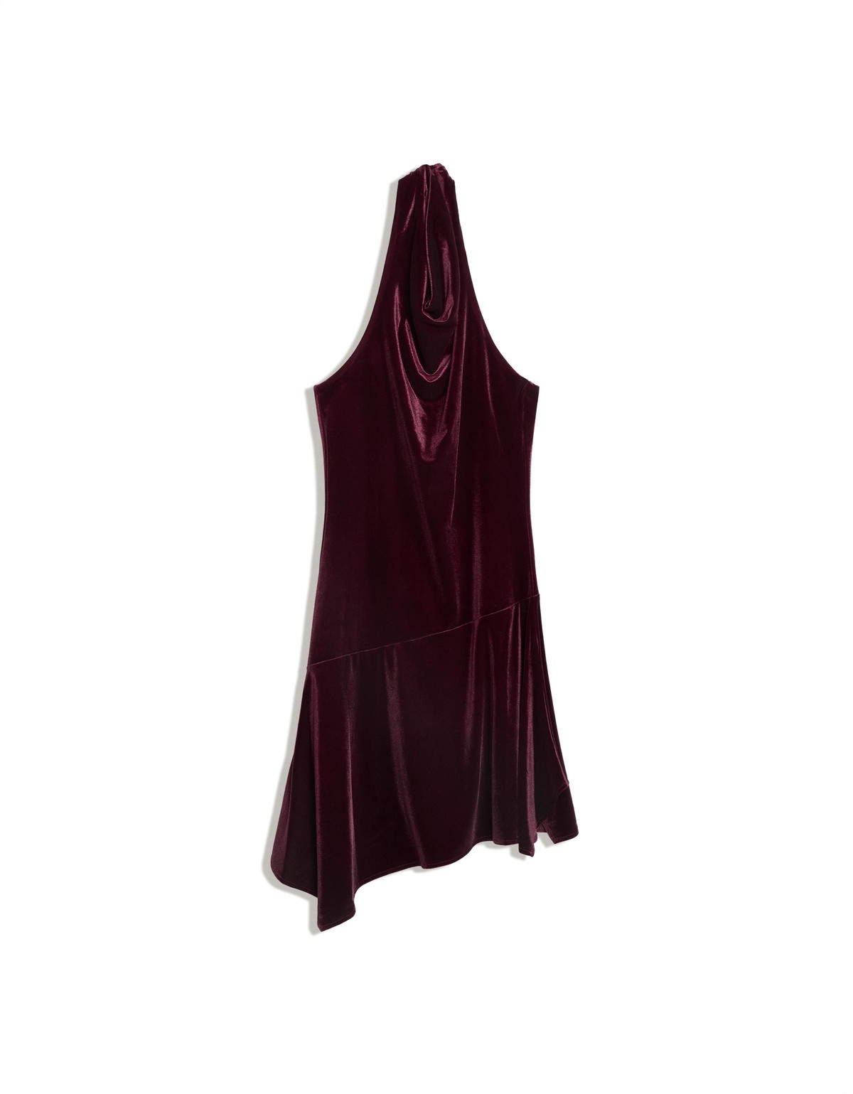 버쉬카 벨벳 드레이프 홀터 미니 원피스 3946/710 BURGUNDY