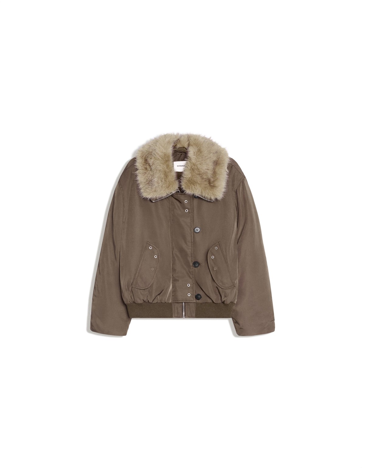 버쉬카 퍼 카라 패딩 봄버 자켓 3793/273 KHAKI