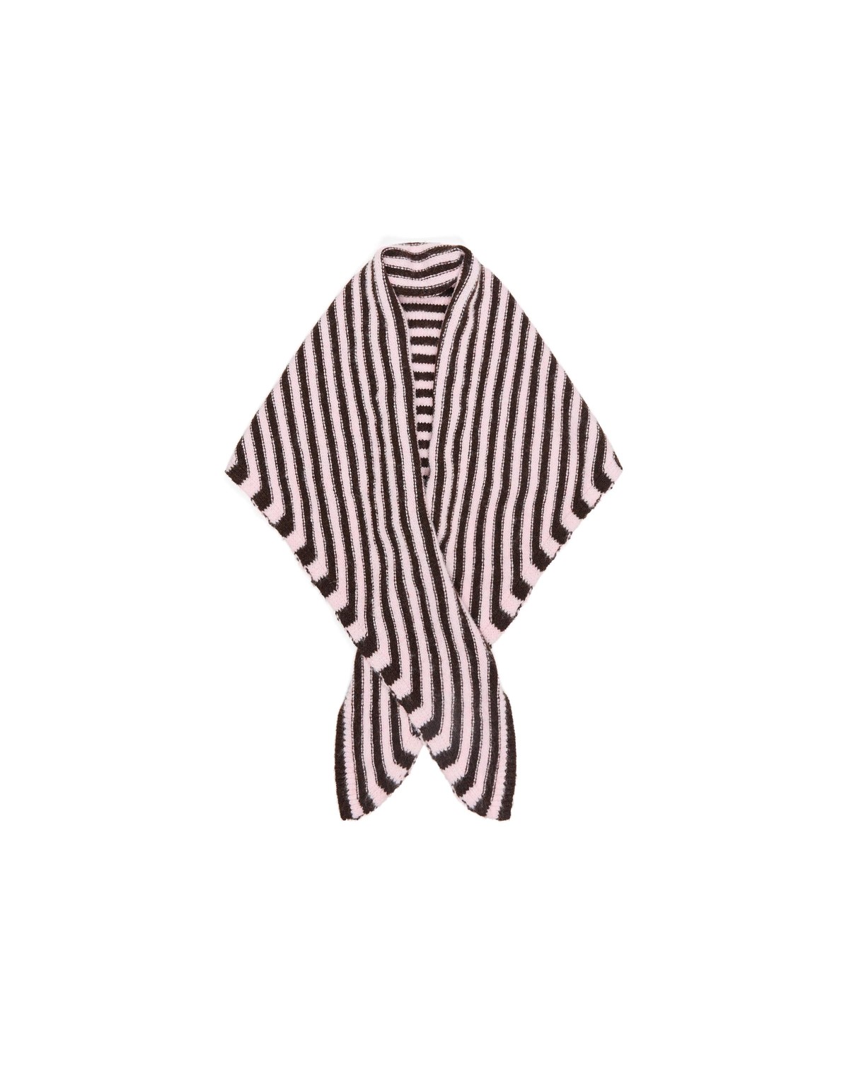 버쉬카 스트라이프 삼각 니트 스카프 4575/196 BROWN