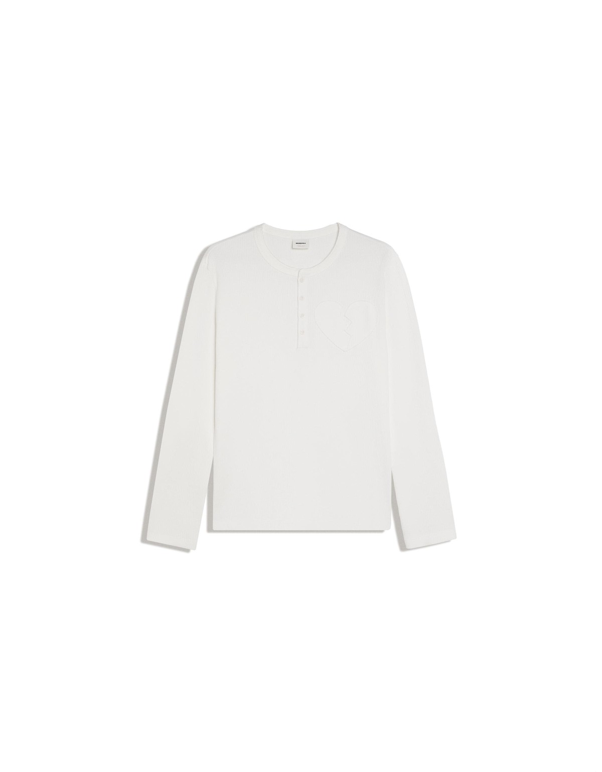 버쉬카 하트 패치 헨리넥 긴팔 티셔츠 4102/238 OFF WHITE
