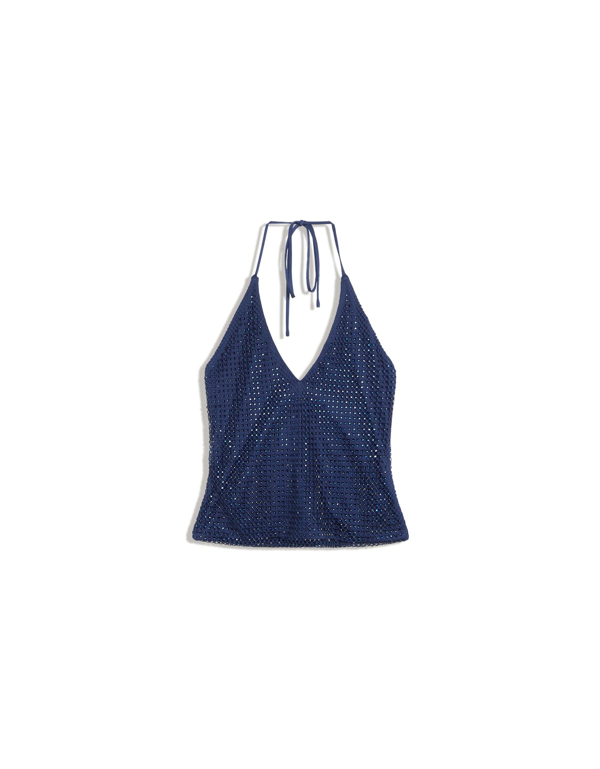 버쉬카 라인스톤 홀터넥 브이넥 탑 3465/331 DARK BLUE