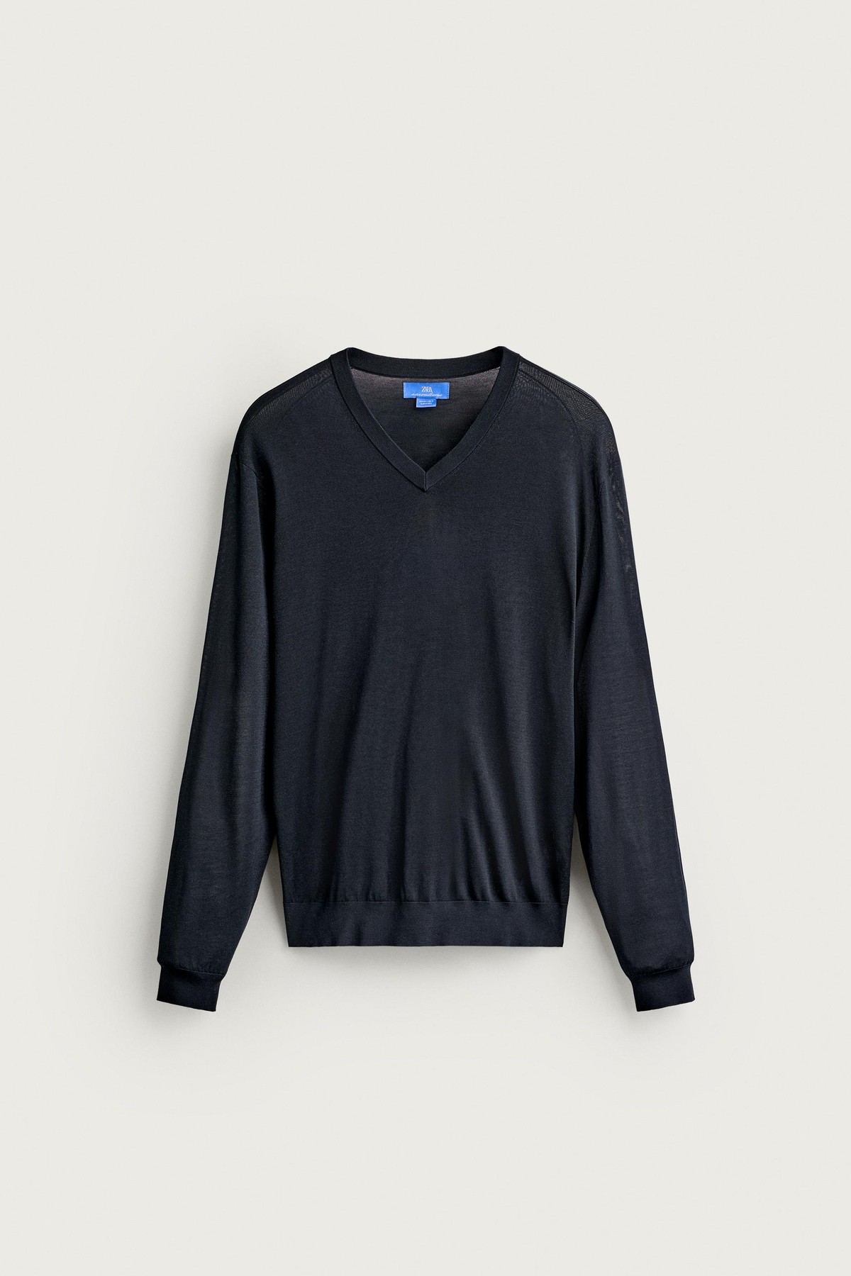 자라 아론 레빈 100% 실크 브이넥 니트 스웨터 0077/418/401 NAVY BLUE