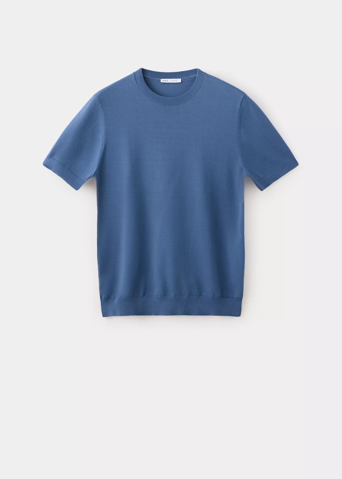 망고 라운드넥 반팔 코튼 니트 티셔츠 37046357_54 AZUL INDIGO