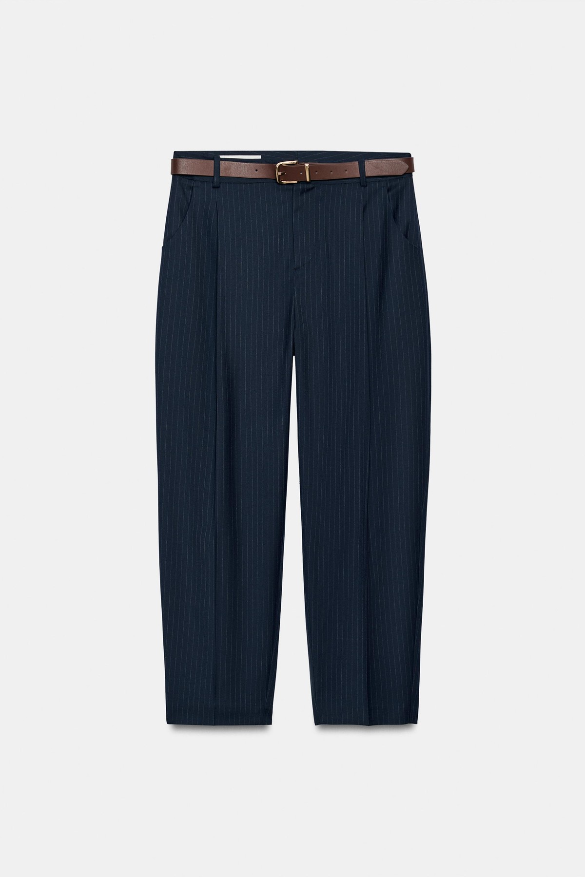 자라 벨트 플리츠 크롭 팬츠 9929/122/401 NAVY BLUE