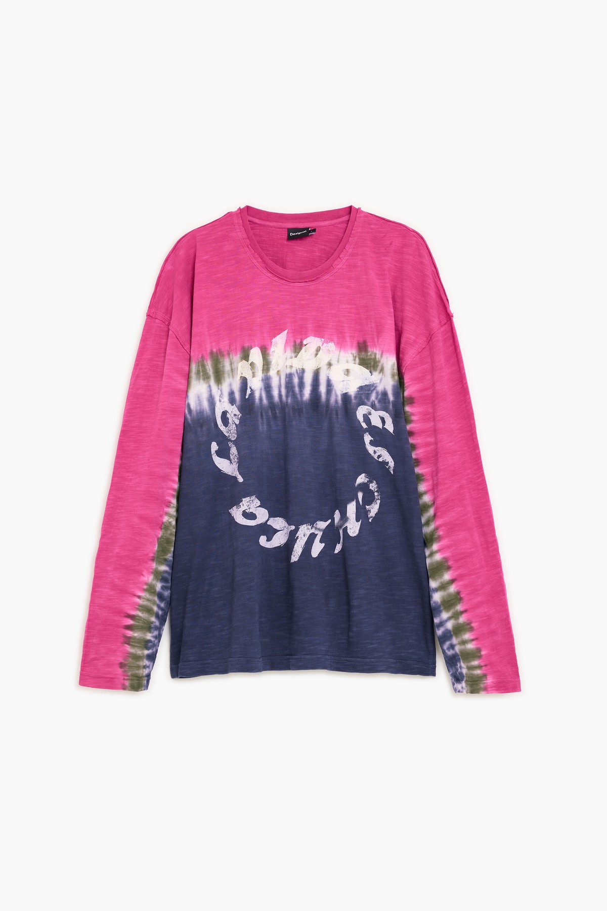 데시구알 오버사이즈 타이다이 긴팔 티셔츠 27SMTK113008 PINK AND NAVY BLUE