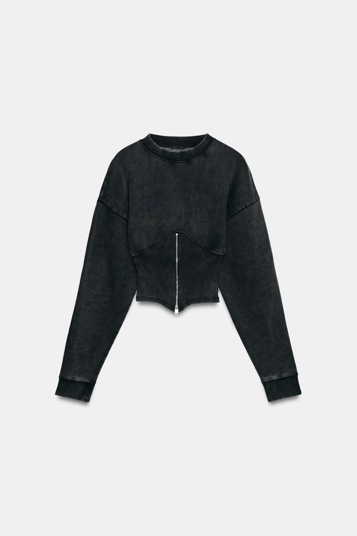 자라 지퍼 코르셋 크롭 스웨트셔츠 6050/838/922 DARK GREY