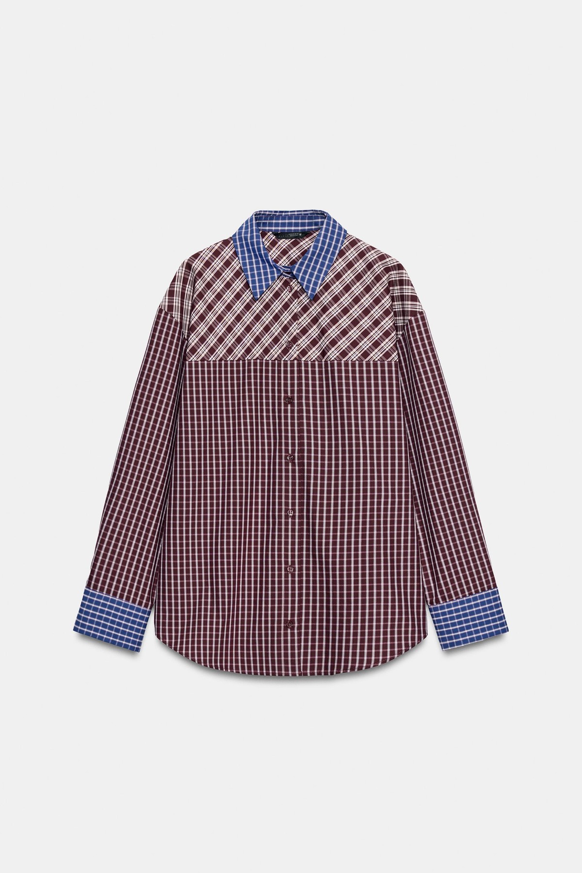 자라 패치워크 체크 오버핏 긴팔 셔츠 3564/177/330 MULTICOLOURED