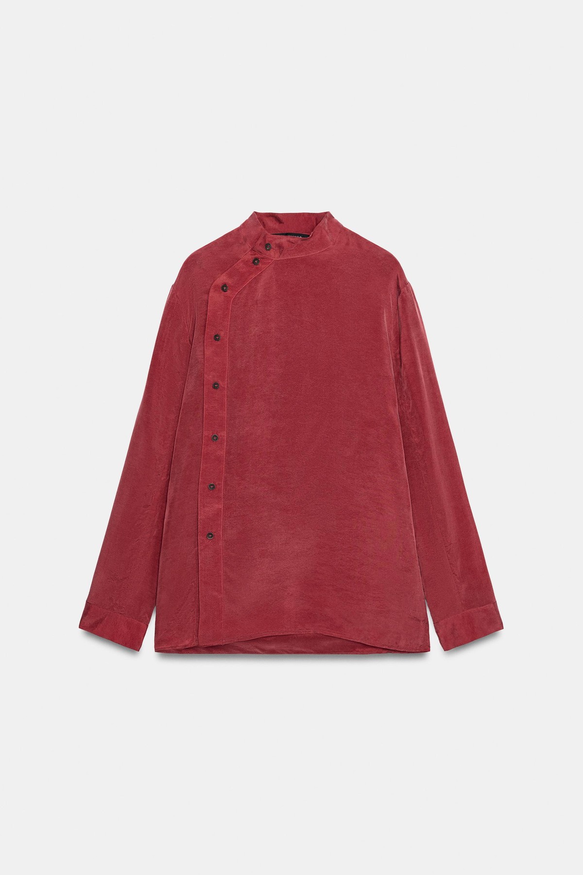 자라 하이넥 라이오셀 긴팔 셔츠 4786/282/605 BURGUNDY