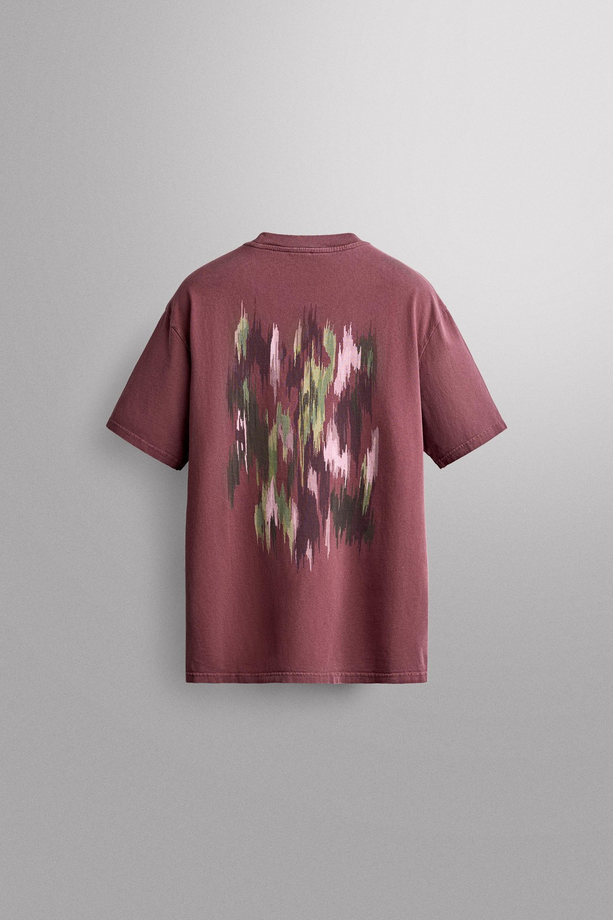 자라 워시드 프린트 코튼 반팔 티셔츠 1501/300/681 BURGUNDY