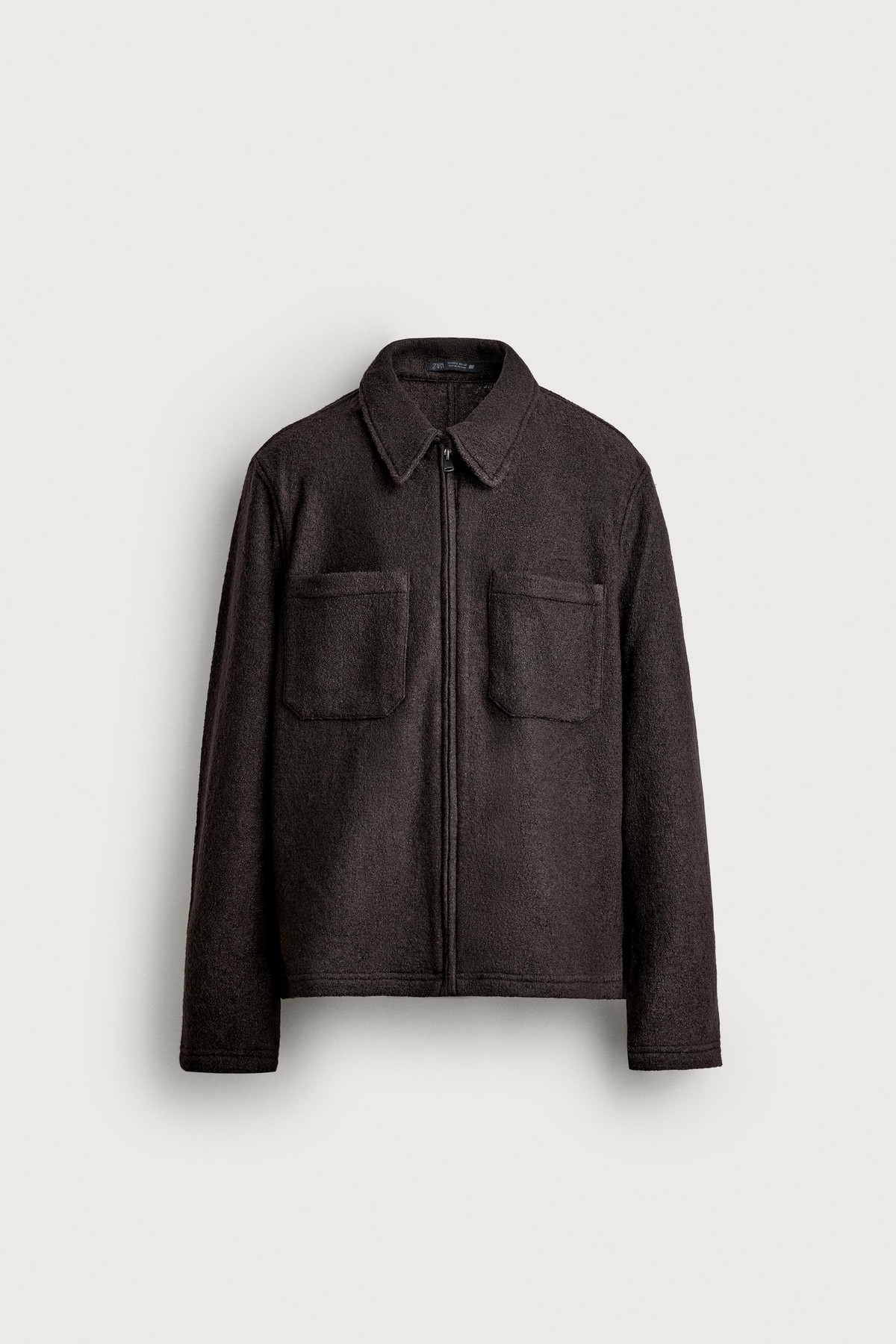 자라 텍스처 비스코스 울 오버셔츠 9621/002/716 DARK BROWN