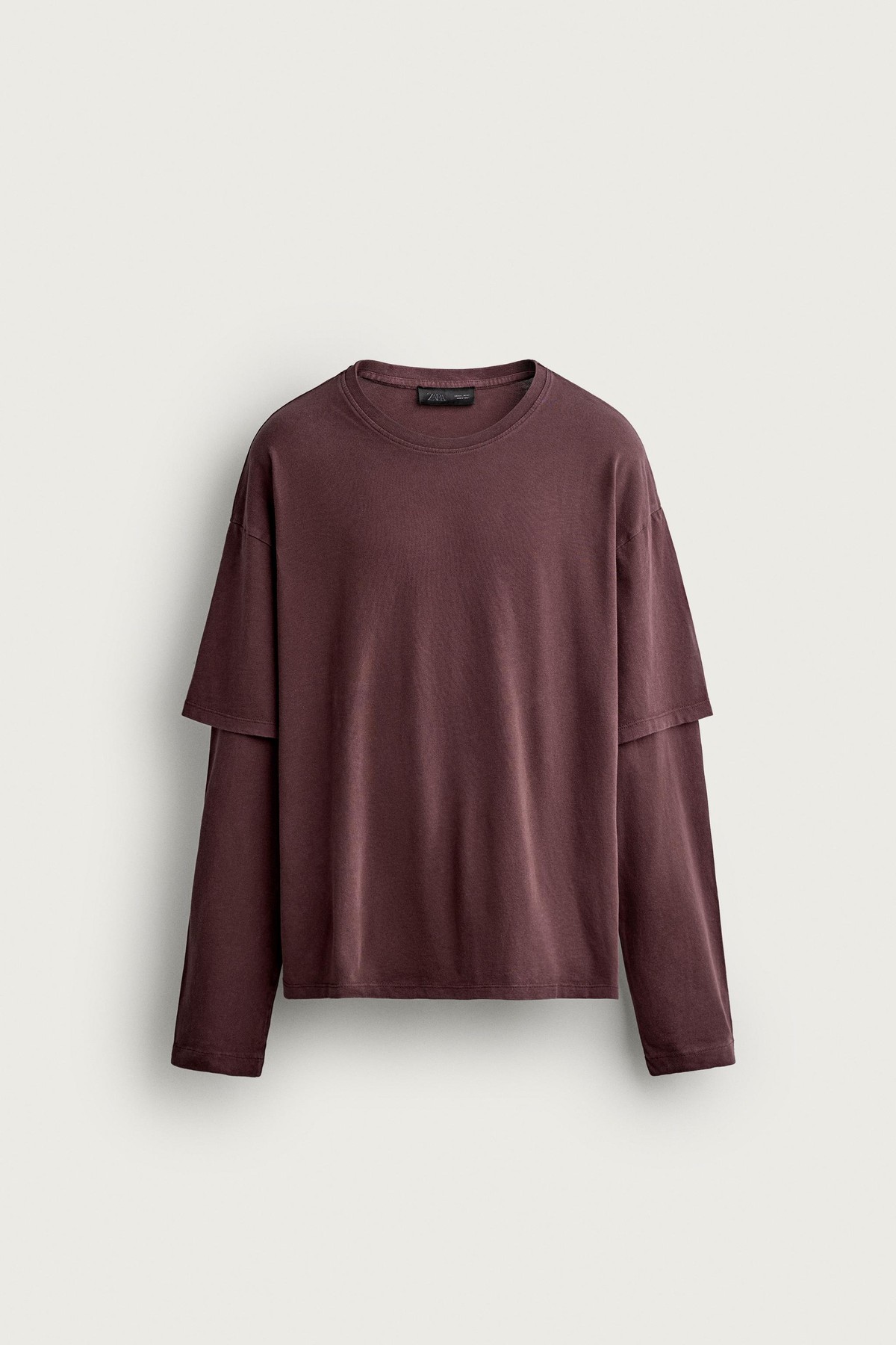 자라 릴렉스핏 레이어드 긴팔 티셔츠 0761/331/606 BURGUNDY