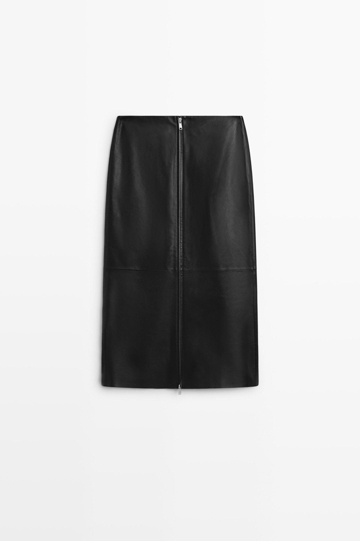 마시모두띠 나파 레더 지퍼 미디 스커트 5301/801 BLACK