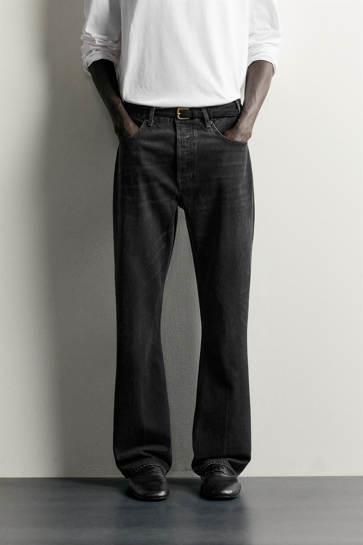 자라 스트레이트 부츠컷 워싱 데님 진 5585/380/800 BLACK