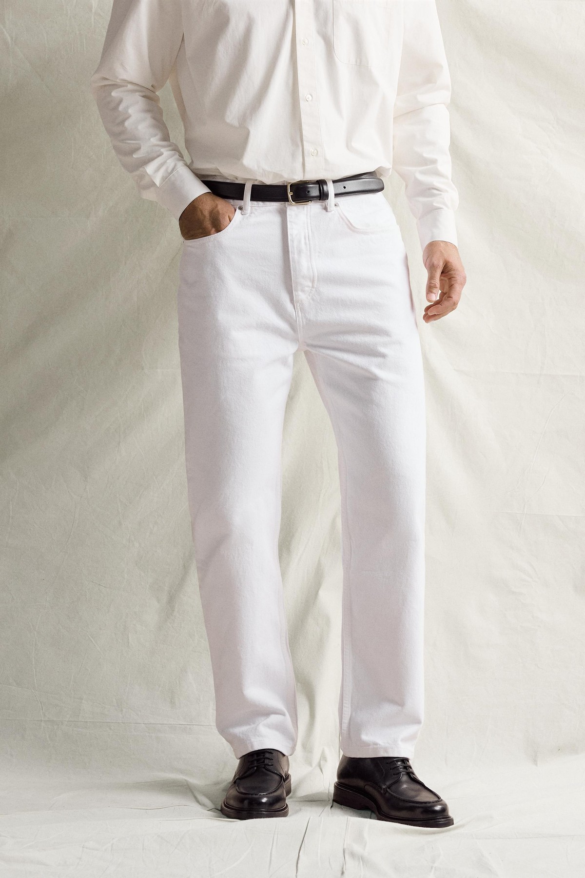 자라 스트레이트 코튼 데님 팬츠 3991/367/250 WHITE