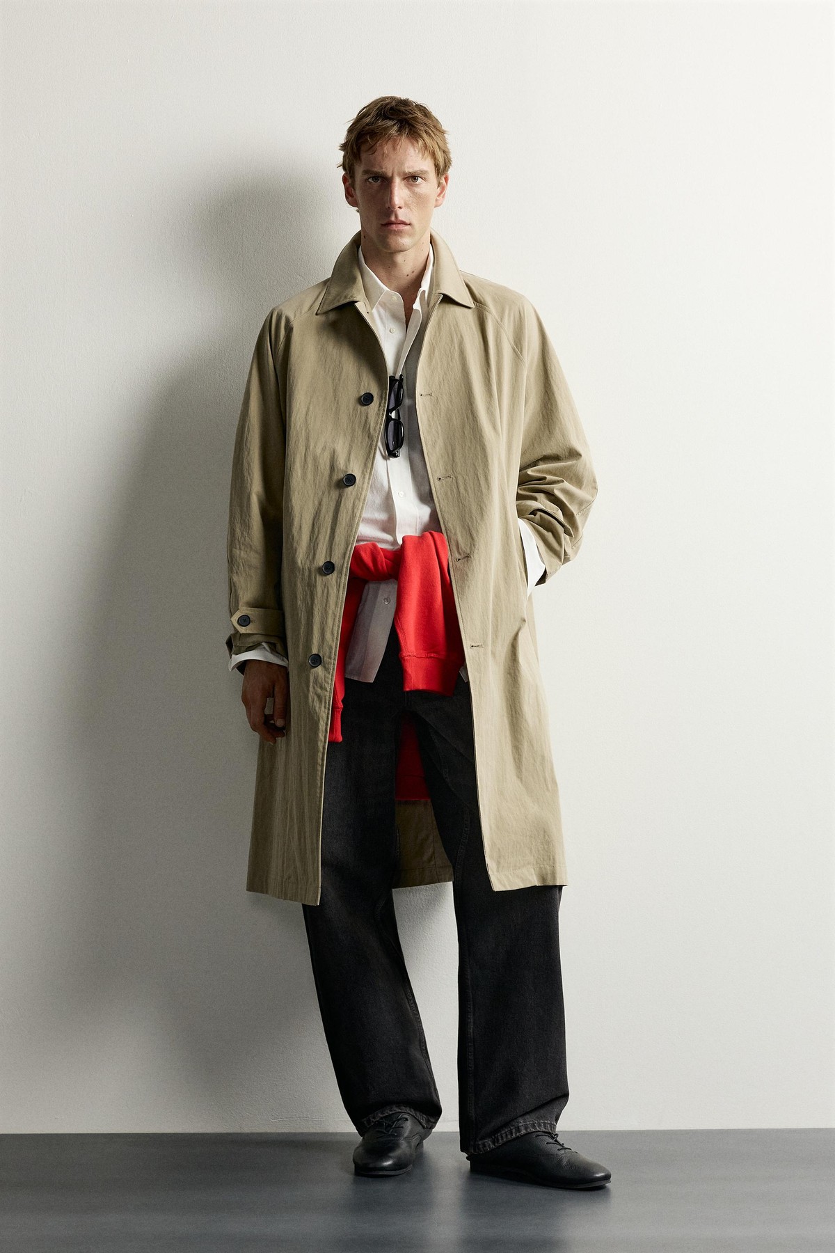 자라 배색 릴렉스핏 트렌치 코트 8281/604/450 BEIGE