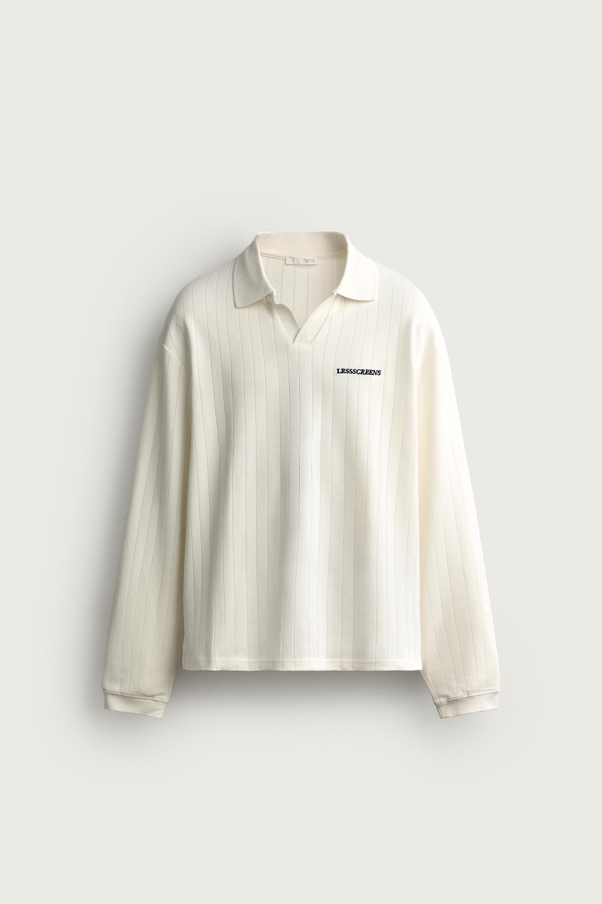 자라 텍스트 자카드 긴팔 폴로셔츠 4087/367/251 OYSTER-WHITE
